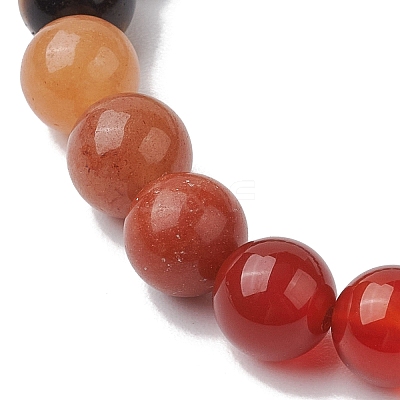 Chakra 8mm Round Natural Golden Sheen Obsidian & Amethyst & Lapis Lazuli & Tiger Eye & Green Aventurine & Carnelian & Red Aventurine BJEW-JB10624-02-1