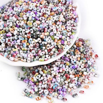 Two Tone Baking Paint Glass Seed Beads SEED-C003-01R-1