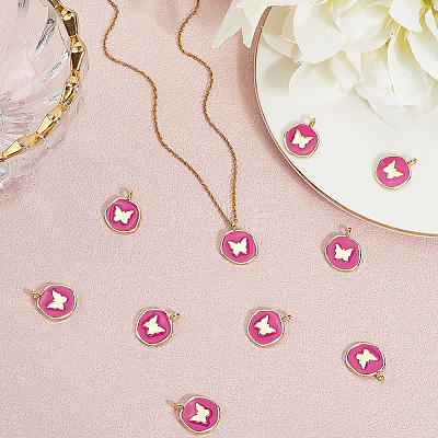 10Pcs Brass Enamel Pendants KK-BBC0020-43-1