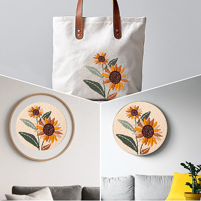 Flower Pattern Punch Embroidery Starter Kits DIY-WH20007-743A-1