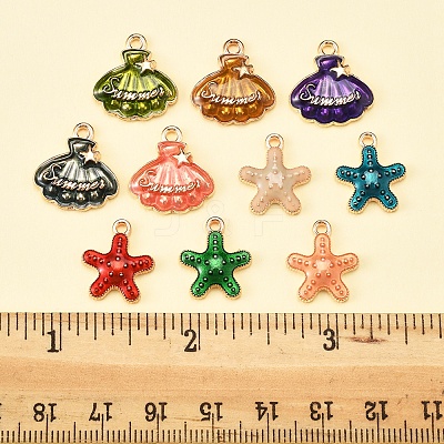 40Pcs 10 Styles Alloy Enamel Pendants ENAM-FS0002-66-1