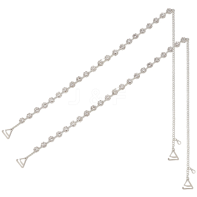 Alloy Crystal Rhinestone Flower Link Invisible Non-Slip Sexy Shoulder Straps AJEW-WH20054-198-1