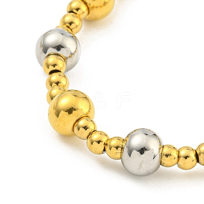 304 Stainless Steel & 201 Stainless Steel Round Beaded Bracelets for Women BJEW-G717-03A-GP-1