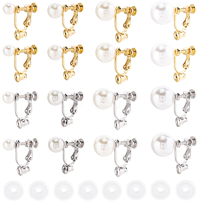 16Pcs 8 Styles 316 Surgical Stainless Steel Clip-on Earring Converters Findings STAS-SC0010-36-1