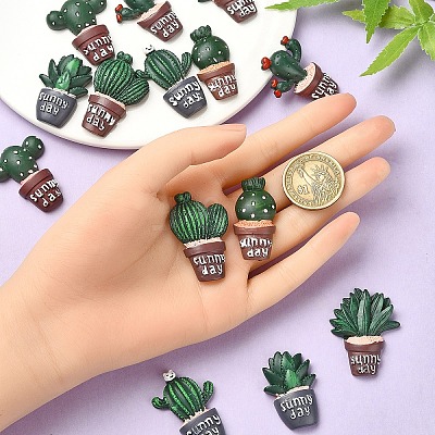 14Pcs 7 Styles Opaque Resin Decoden Cabochons RESI-YW0001-87-1