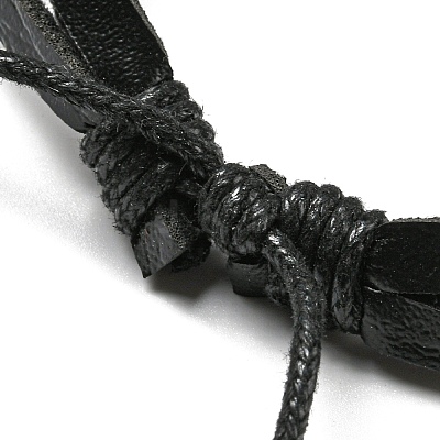 4Pcs 4 Style Adjustable Braided Imitation Leather Cord Bracelets Set BJEW-F458-07-1