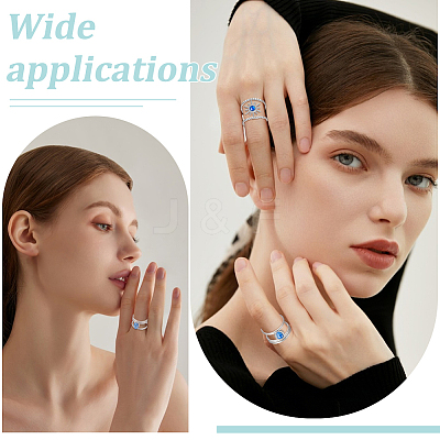 10Pcs 5 Styles 304 Stainless Steel Cuff Rings Components STAS-ME0003-25-1