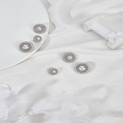 6Pcs 2 Styles Alloy Rhinestone Shank Buttons BUTT-LP0001-21P-1