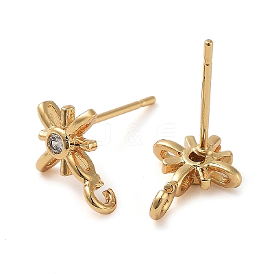 Brass Micro Pave Cubic Zirconia Studs Finding KK-K364-06G-1
