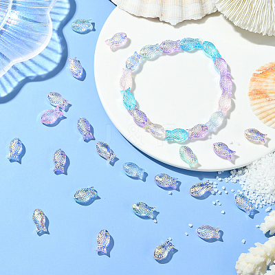 100Pcs 5 Colors Fish Handmade Glass Beads GLAA-SC0002-80C-1