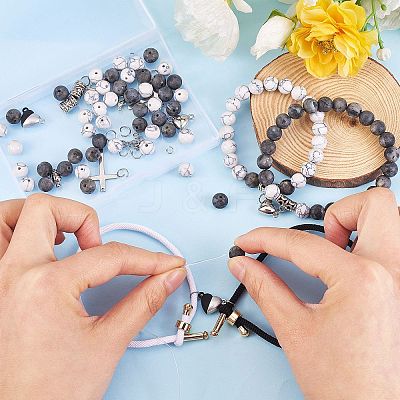 Heart & Round Magnetic Clasp Couple Bracelets DIY Making Kits DIY-SZ0006-27-1