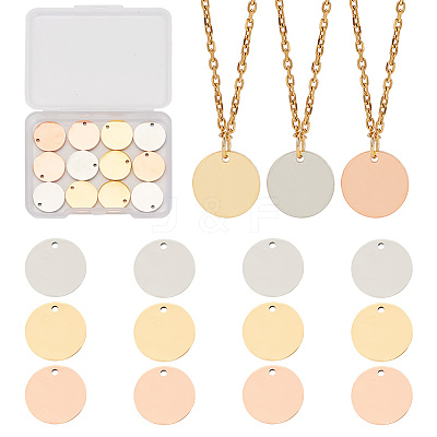 12Pcs 3 Colors 201 Stainless Steel Pendants STAS-AR0001-57-1