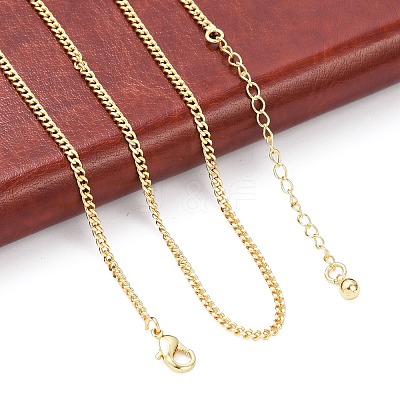 Brass Curb Chain Necklaces NJEW-K123-09G-1