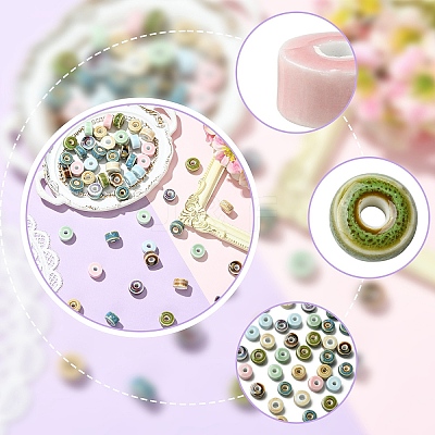 50Pcs 10 Colors Handmade Porcelain Beads PORC-YW0001-66-1