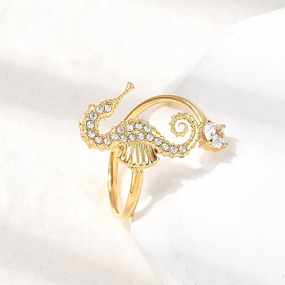 304 Stainless Steel Micro Pave Cubic Zirconia Cuff Open Rings RJEW-Z130-01G-01-1