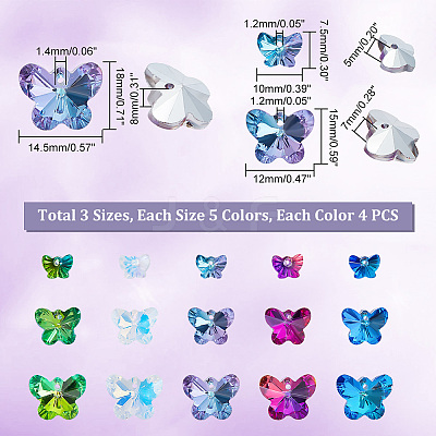 60Pcs 15 Style Facted Glass Pendants GLAA-GA0001-61-1