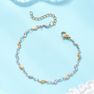 304 Stainless Steel Scalloped Bar Chain Bracelets for Women BJEW-JB13514-1