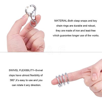 Iron Swivel Clasps with Key Rings IFIN-PH0023-12P-1