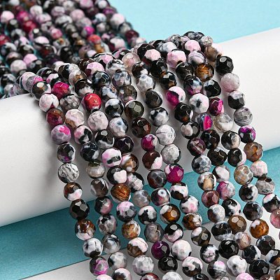 Dyed Natural Fire Crackle Agate Beads Strands G-G007-01B-1