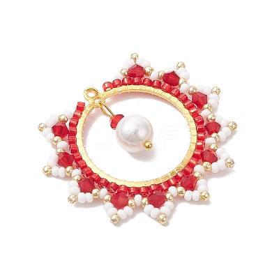 Glass Seed Beaded Sun Pendants PALLOY-MZ00857-02-1