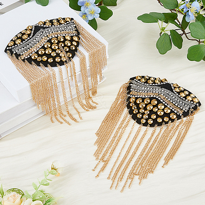 2Pcs Iron Fashion Tassel Epaulette DIY-FH0006-40-1