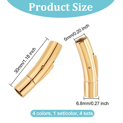 4 Sets 4 Colors 316L Surgical Stainless Steel Bayonet Clasps STAS-OC0001-17C-1