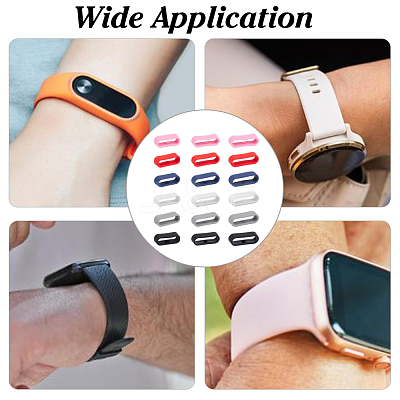 18Pcs 18 Styles Silicone Replacement Watch Band Strap Loops FIND-DR0001-82-1