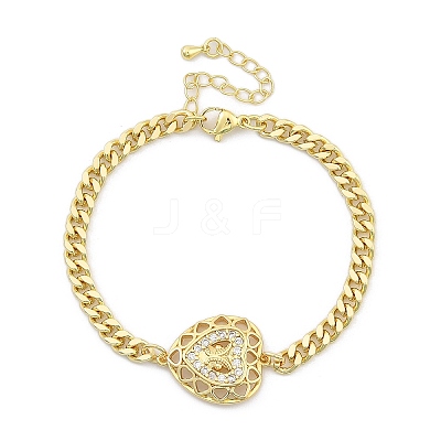 Brass Micro Pave Clear Cubic Zirconia Link Bracelets LS-BJEW-Z082-03G-03-1