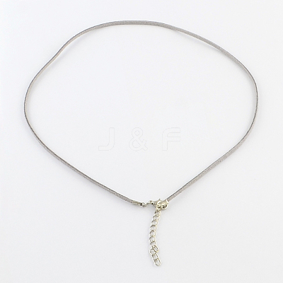 2mm Faux Suede Cord Necklace Making with Iron Chains & Lobster Claw Clasps NCOR-R029-08-1