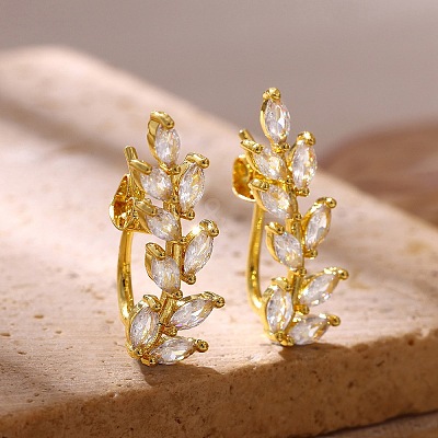 Brass Pave Cubic Zirconia Stud Earrings for Women KK-CBADCD7-01G-1