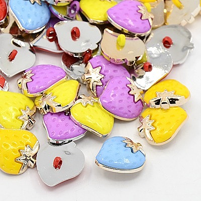 Strawberry Plating Acrylic Shank Buttons BUTT-D010-02-1