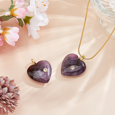 2Pcs Natural Amethyst Pendants G-FH0002-76A-1