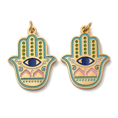 304 Stainless Steel Enamel Pendants STAS-U061-29G-1