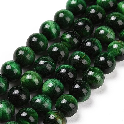 Natural Green Tiger Eye Beads Strands G-G099-10mm-6-1