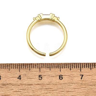 Brass Micro Pave Cubic Zirconia Cuff Rings for Women RJEW-H247-22G-1