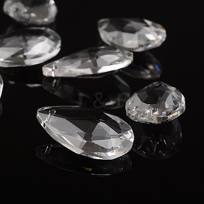 Faceted Teardrop Transparent Glass Pendants EGLA-R085-03-1