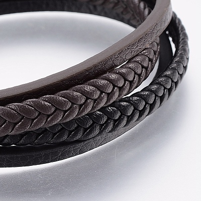 Leather Cord Multi-strand Bracelets BJEW-F325-14P-1