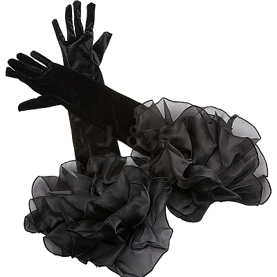 Velvet Long Finger Gloves AJEW-WH20067-005B-1