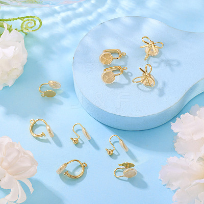 10Pcs 5 Styles Brass Clip-on Findings EJEW-TA0001-66A-1