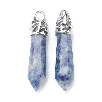 Bullet Natural Blue Spot Jasper Pointed Pendants G-E332-C36-1