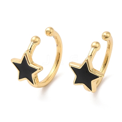 Star Enamel Cuff Earrings EJEW-G348-15G-1