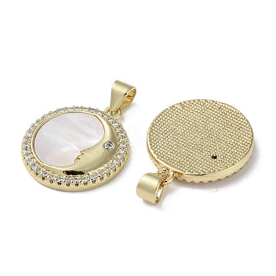 Brass Micro Pave Cubic Zirconia Pendants KK-G485-17B-G-1