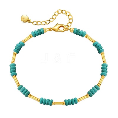 Synthetic Turquoise & Brass Beaded Bracelets for Women OR9235-1