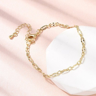 Brass Link Chain Bracelet for Women BJEW-A065-04G-1