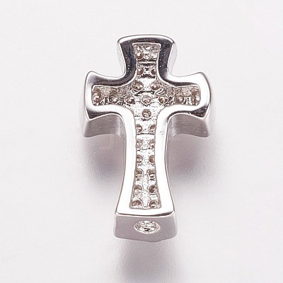 Brass Cubic Zirconia Beads KK-P134-09P-1