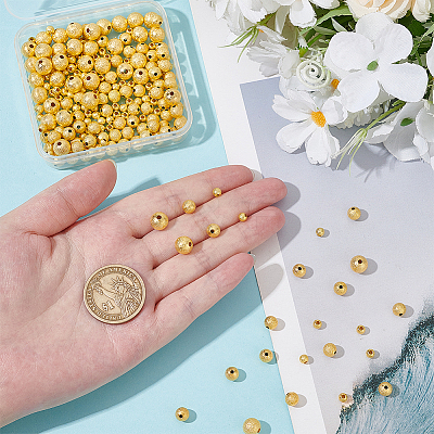 220Pcs 3 Styles Brass Textured Beads KK-ME0002-68G-1
