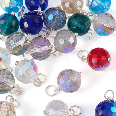 20Pcs AB Color Plated Transparent Glass Pendants PALLOY-TADJ00020-1