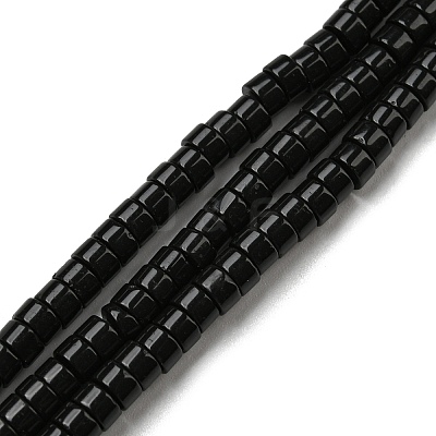 Natural Black Stone Beads Strands G-F631-A14-01-1