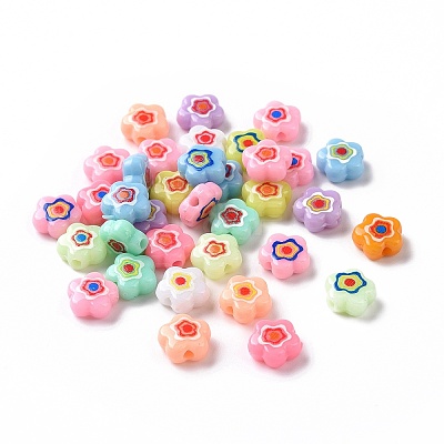 Printed Opaque Acrylic Beads OACR-E009-07A-1