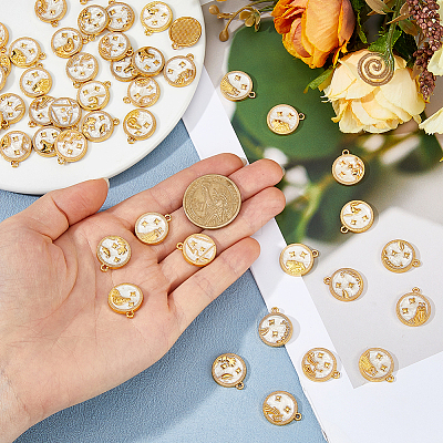 48Pcs 12 Styles Alloy Enamel Pendants FIND-HS0002-50G-1